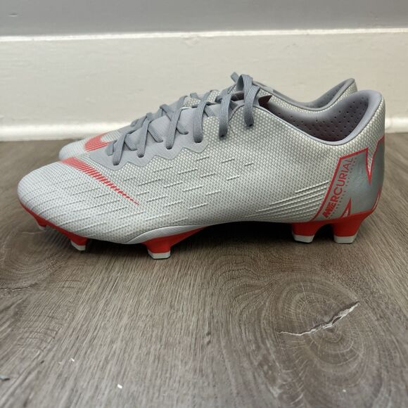 Nike Mercurial Vapor 12 Pro FG Mens 8 Soccer Cleats Gray Red Shoe AH7382-060 - Picture 1 of 13